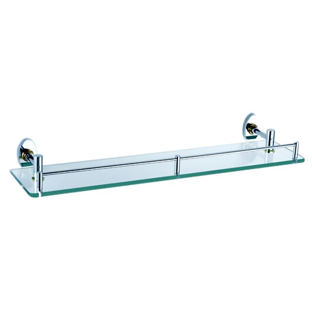  Chrome Finish Solid Brass 20 Inch Shelf Satin Glass With Oval Bottom Fixed  