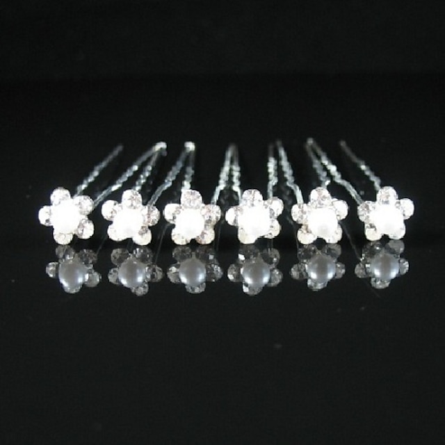  Imitation Pearl / Alloy Hair Pin with Flower 6pcs Wedding / Special Occasion / Casual Headpiece Christmas