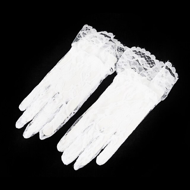  Lace Fingertips Wrist Length Flower Girl Gloves