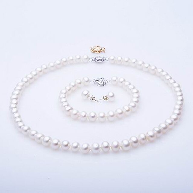  豪華なAA淡水真珠♥ジュエリーセット(ネックレス、ピアス、ブレスレット)