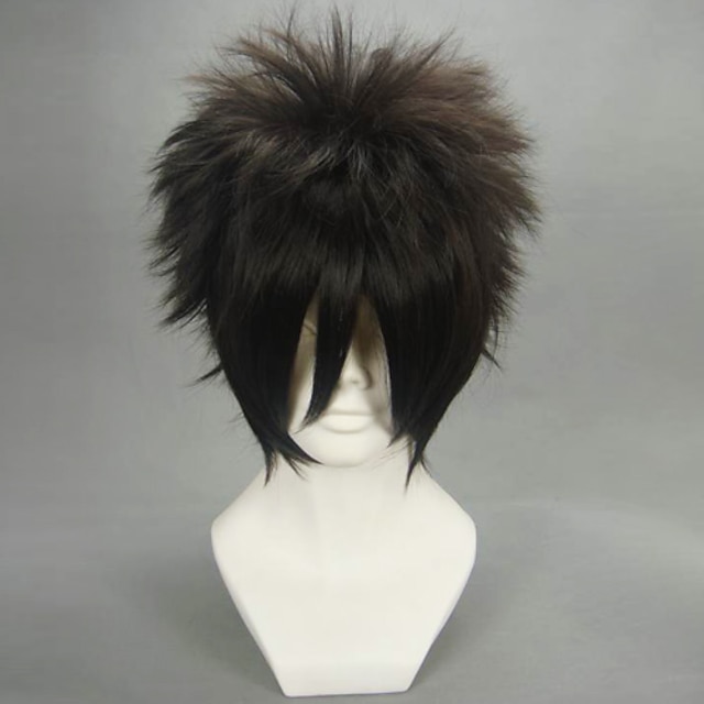  Naruto Sasuke Uchiha Cosplay Wigs Men's 12 inch Heat Resistant Fiber Anime Wig