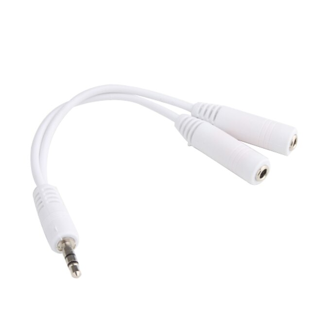  Gold Plated 3.5mm Stereo Audio Jack Splitter Y-Cable White 0.15M
