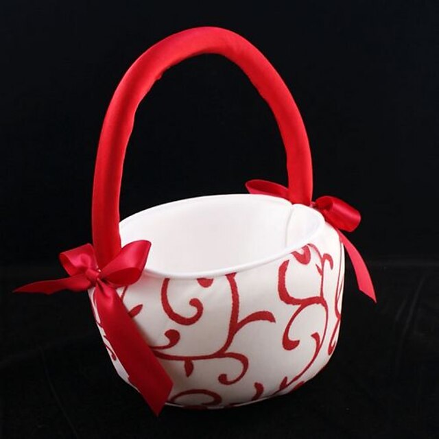  Beautiful Wedding Red Floral and Vine Flower Girl Basket Wedding Ceremony