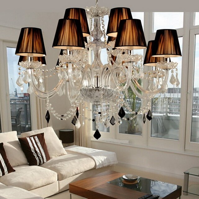  Moderne/Contemporain Cristal Style Bougie Lustre Lampe suspendue Lumière d’ambiance Pour Salle de séjour Chambre à coucher Salle à manger