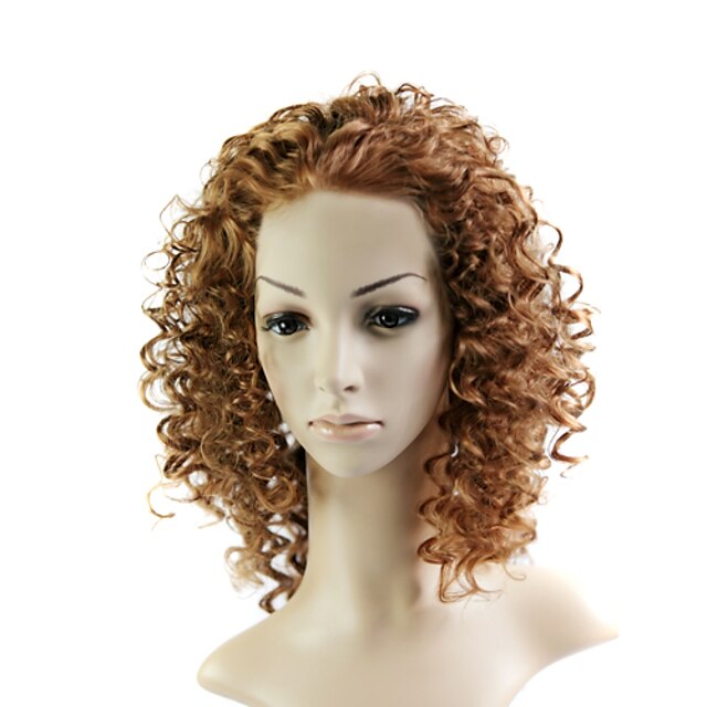  Lace Front Medium Mixed Hair Brown Curly Hair Wig
