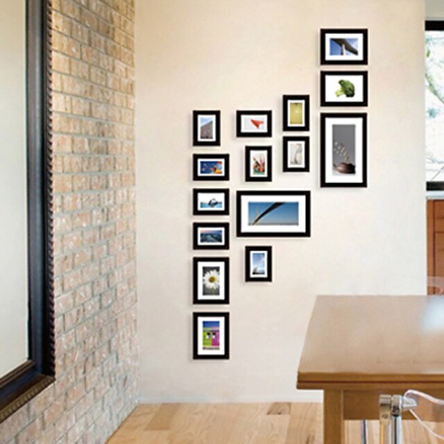  nykyaikainen galleria musta kollaasi seinä valokuvakehyksiä, sarja 15