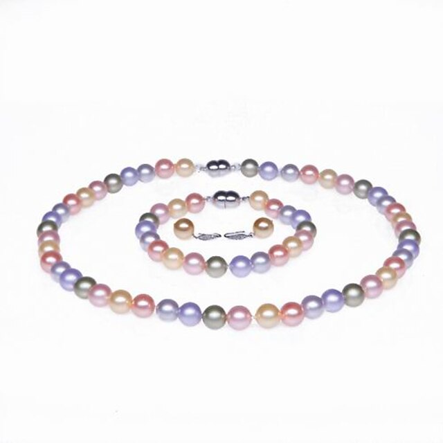  Multicolor Perle Seturi de bijuterii Argintiu cercei Bijuterii Curcubeu / Alb / Galben Pentru Nuntă Petrecere Aniversare Zi de Naștere Cadou Logodnă / Inele / Coliere