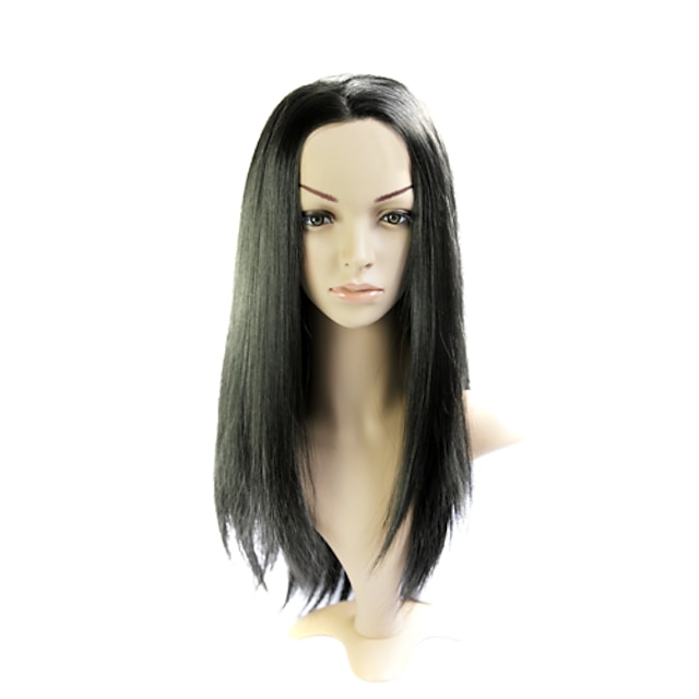  Lace Front Long Mixed Hair Black Straight Hair Wig