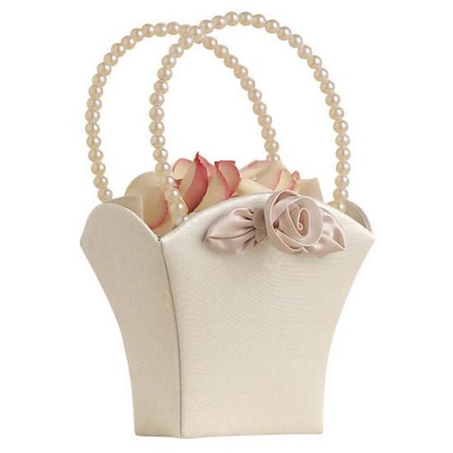  Elegance in Ivory Flower Girl Basket