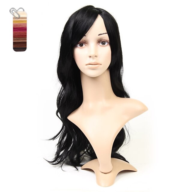  Synthetic Wig Curly / Wavy Style Layered Haircut Full Lace / Capless Wig Dark Black Dark Brown #9 Synthetic Hair 24 inch Women's Waterfall Dark Gray Wig Long Long