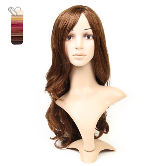  capless lange lyse brune naturlige krøllete hår parykk flere farger å velge