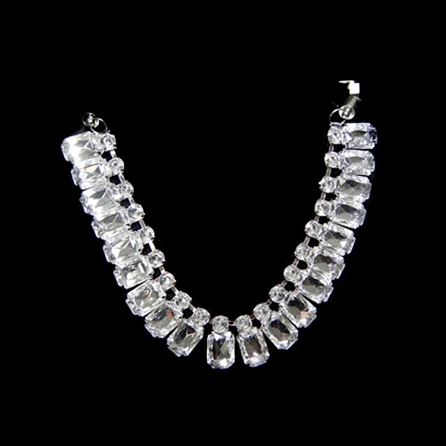  Crystal With Ribbon Tie Collar Necklace