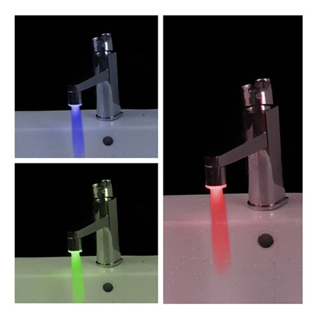  Stilfuld vanddrevne badeværelse LED vandhane lys (plastik, krom finish) 