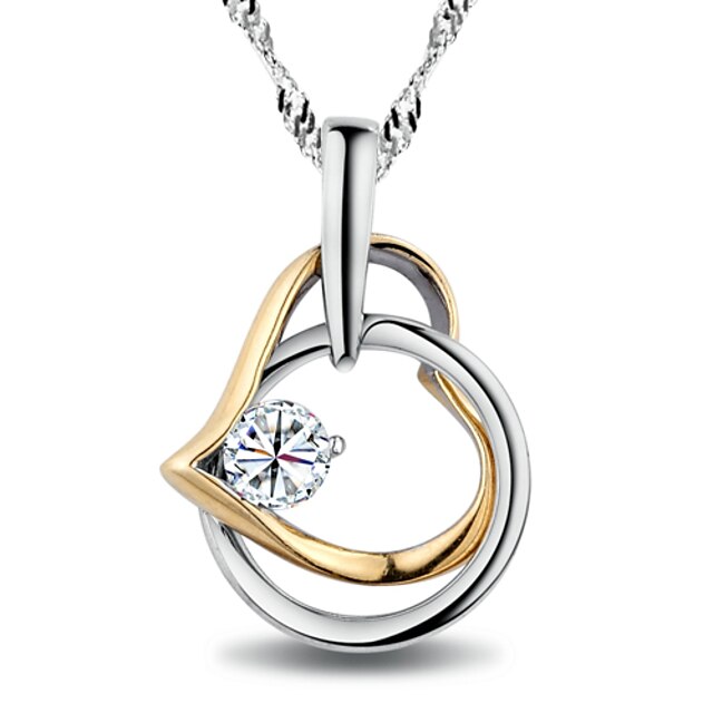 Heart Shape Cubic Zirconia Necklaces In Sterling Silver