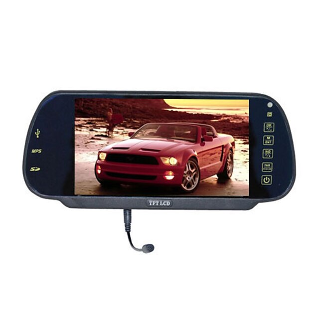  7 pouces voiture rétroviseur TFT-LCD (MP5, Bluetooth, transmetteur FM, USB / SD)