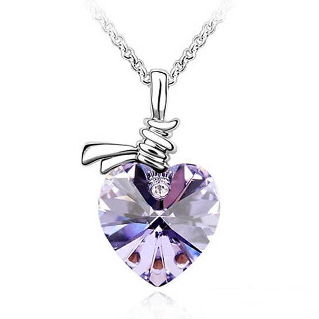  Heart Shape Crystal Necklaces In Silver Alloy More Colors Available