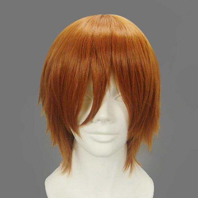  Cosplay Wigs Cosplay Mamiru Keikain Orange Anime Cosplay Wigs 12 inch Heat Resistant Fiber Men's Halloween Wigs