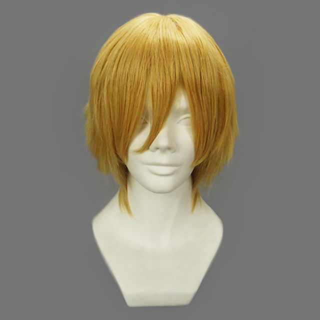  One Piece Sanji Cosplay Wigs Men's 12 inch Heat Resistant Fiber Anime Wig