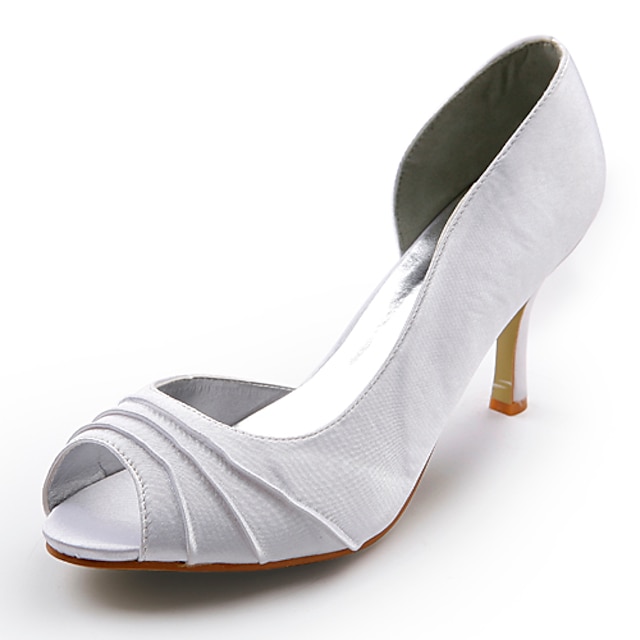  Women's Shoes Silk Spring Summer Fall Winter Heels Stiletto Heel Ruffles For Wedding White