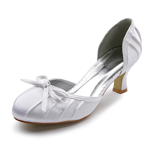  Women's Wedding Summer Winter Low Heel Satin Stretch Satin White Ivory Champagne