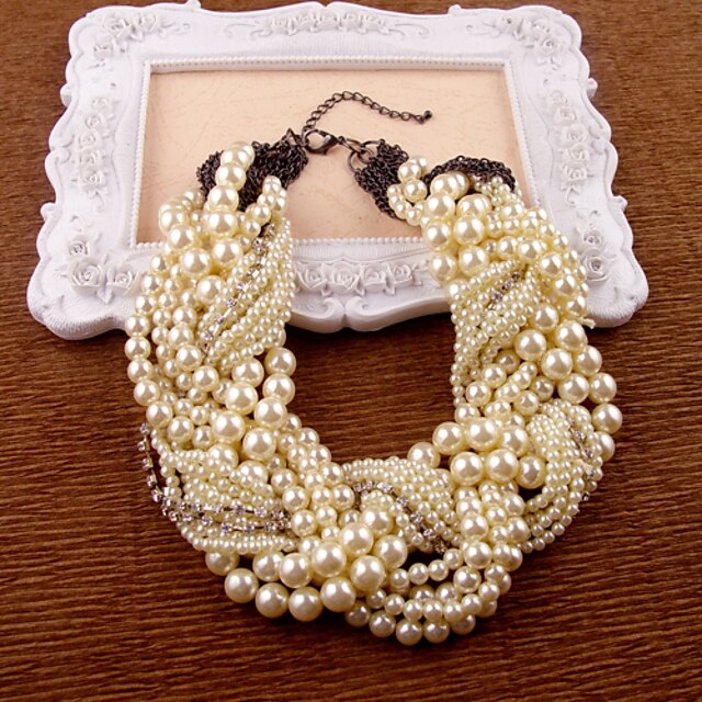  Collier de perles Femme Poire Imitation Perle Comme l'image Ivoire 35-45 cm Colliers Tendance Bijoux 1 pc pour Soirée Anniversaire Cadeau Irrégulier