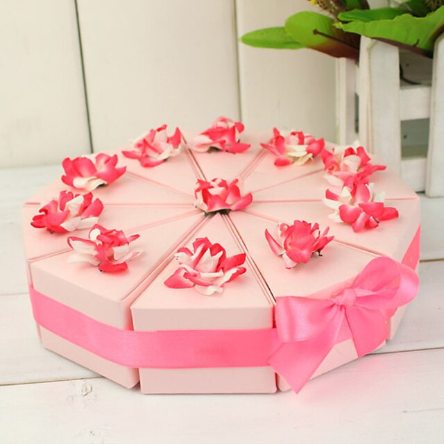  Round / Square Pearl Paper Favor Holder with Ribbons / Printing / Flower Favor Boxes - 10