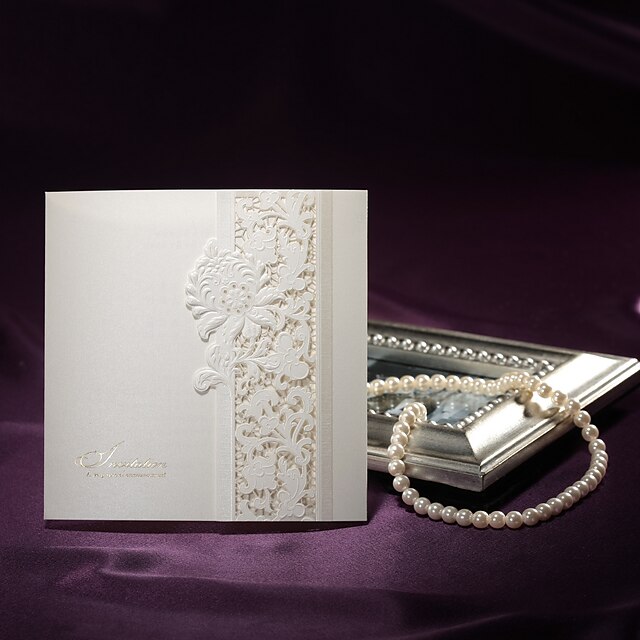  Plis Roulés Faire-part mariage Cartes d'invitation Le style rétro / Thème féerique / Style floral Papier nacre 15*15cm