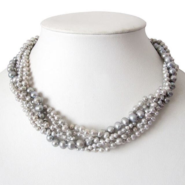  Grau Perlen Sterling Silber Modische Halsketten Schmuck Für Party Jahrestag Geschenk Alltag