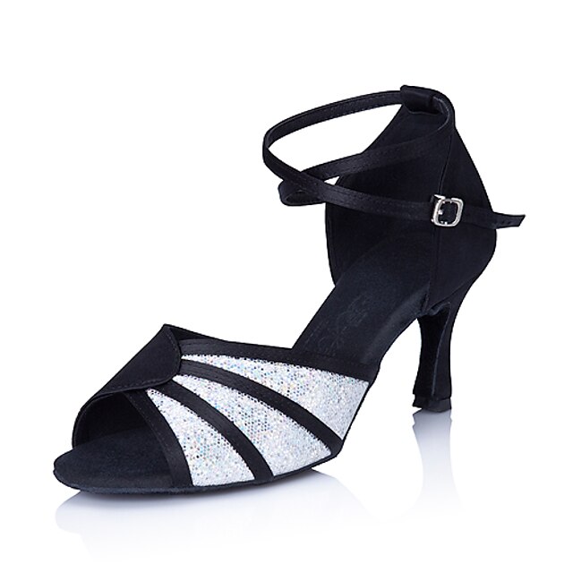  Women's Dance Shoes Latin Shoes Ballroom Shoes Sandal Buckle Stiletto Heel Non Customizable Rainbow / Sparkling Glitter / Satin