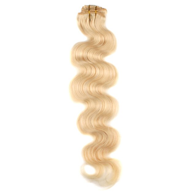  24 Inch 9 Pcs 100% Human Hair Body Wave Clips In Hair Extensions 11 Colors Available