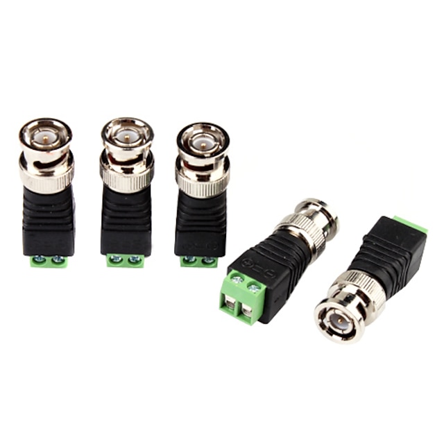  Kontakt for CCTV Security Camera BNC Plug Connector Adapter Video Transceiver 5Pcs for Sikkerhed Systemer 4.2*1.5*1.5cm 0.06kg