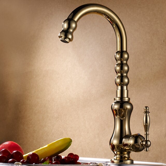  Kitchen faucet - One Hole Ti-PVD Tall / ­High Arc Deck Mounted Traditional Kitchen Taps
