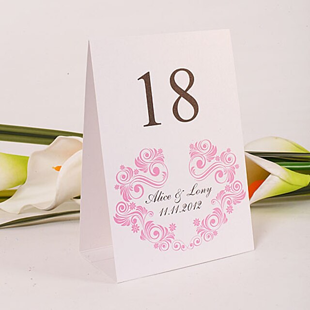  Place Cards and Holders Personalized Standing Table Number Card - Pink Flourishes (Set of 10)