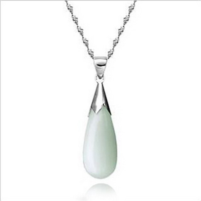  Opal Drop Pendant Necklace In Sterling Silver