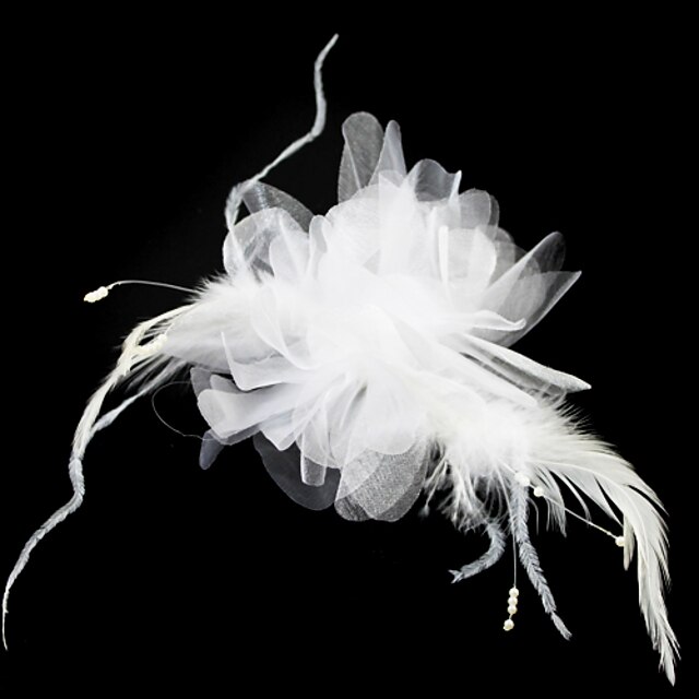  Feather / Satin Fascinators / Flowers with 1 Wedding / Special Occasion Headpiece