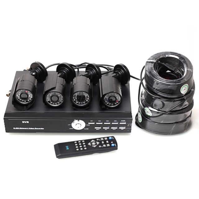  Kit DVR avec vision de nuit infrarouge 4 étanches 1 / 3''Sony CCD caméras + 4x20m BNC Câbles BNC