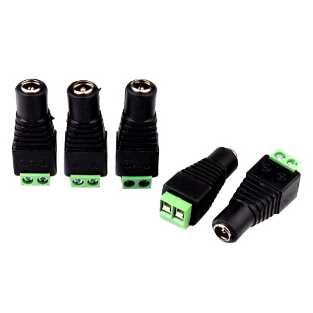  5PCS DC Power Female Jack to 2 Conductor Screw Down Connector for LED Light Controller