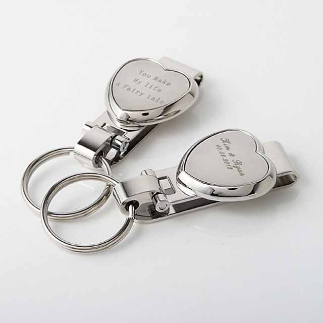  Personalized Classic Heart Key Ring (Set of 4)