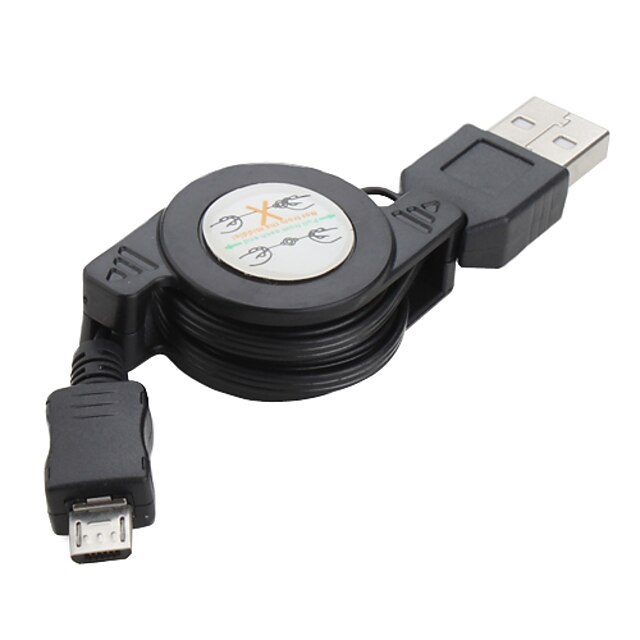  Cabo Retrátil USB/Micro USB Preto 0.6m
