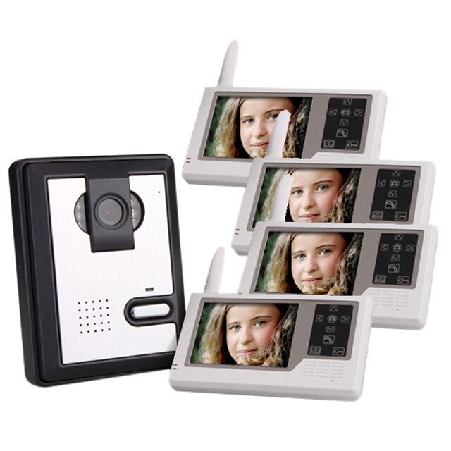  vier 2,4 GHz draadloze 3,5 inch touch screen monitoren video deur telefoon met camera