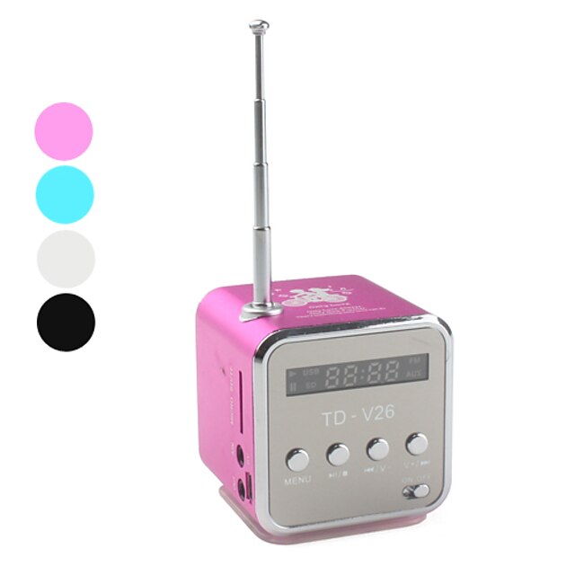  Radiolina FM mini, a forma di cubo, digitale, con cassa (lettore Micro SD, USB, vari colori) 