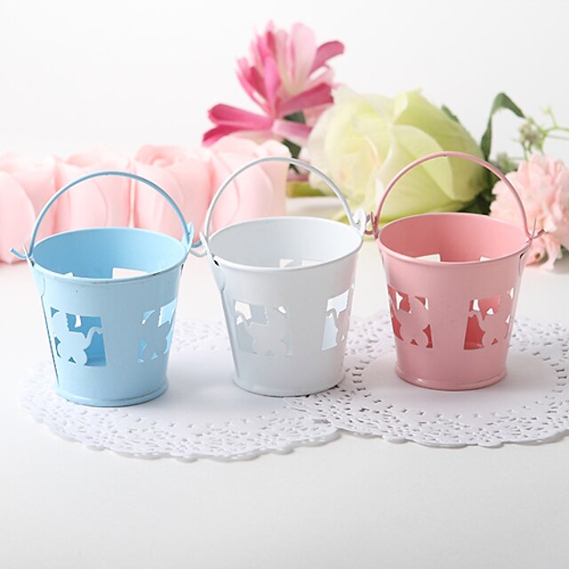  Favor Pail With Baby Carriage Cutout – Set of 12 (More Colors)