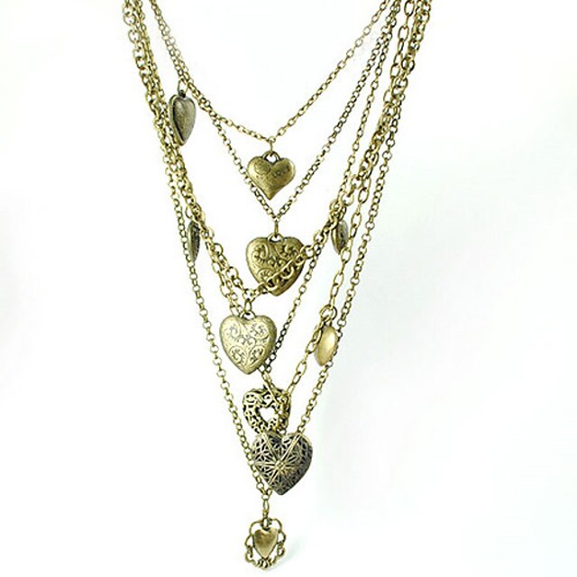  bronze nuance lagdelte hjerte lockets halskæde