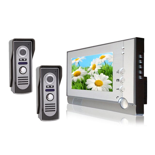  Two Waterproof Camera with 7 Inch Color TFT LCD Video Door Phone Intercom System