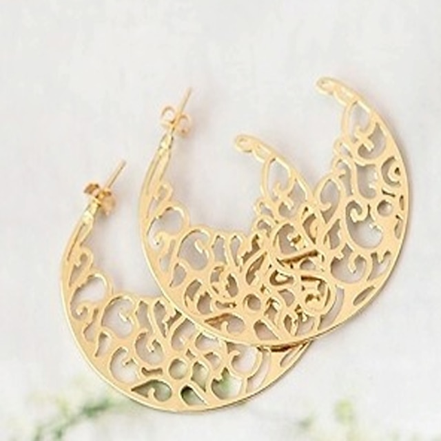  Gold Metal Half Moon Earrings