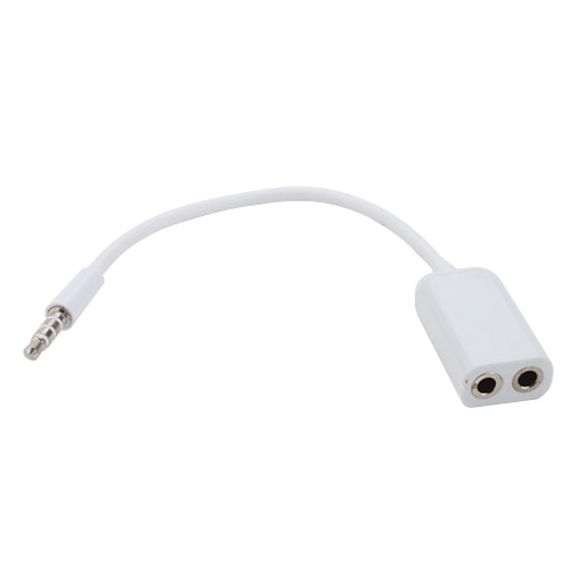  3.5mm Earphone Cable Splitter for iPhone, Samsung and More (Male to Dual Female, White) 0.15M
