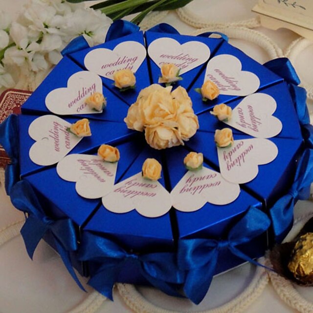  Round / Square Pearl Paper Favor Holder with Ribbons / Flower Favor Boxes - 10
