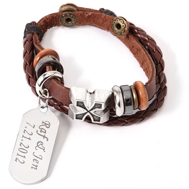  Men's / Women's - Leather Personalized Bracelet For Party / Anniversary / Birthday / Engagement / Gift / Daily