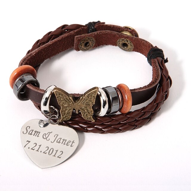  Men's / Women's - Leather Personalized Bracelet For Party / Special Occasion / Anniversary / Gift / Daily