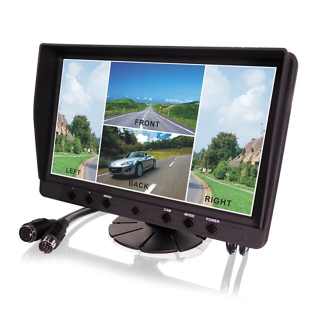  9 tommer bil quad Digital LCD monitor (fire kameraindgange)